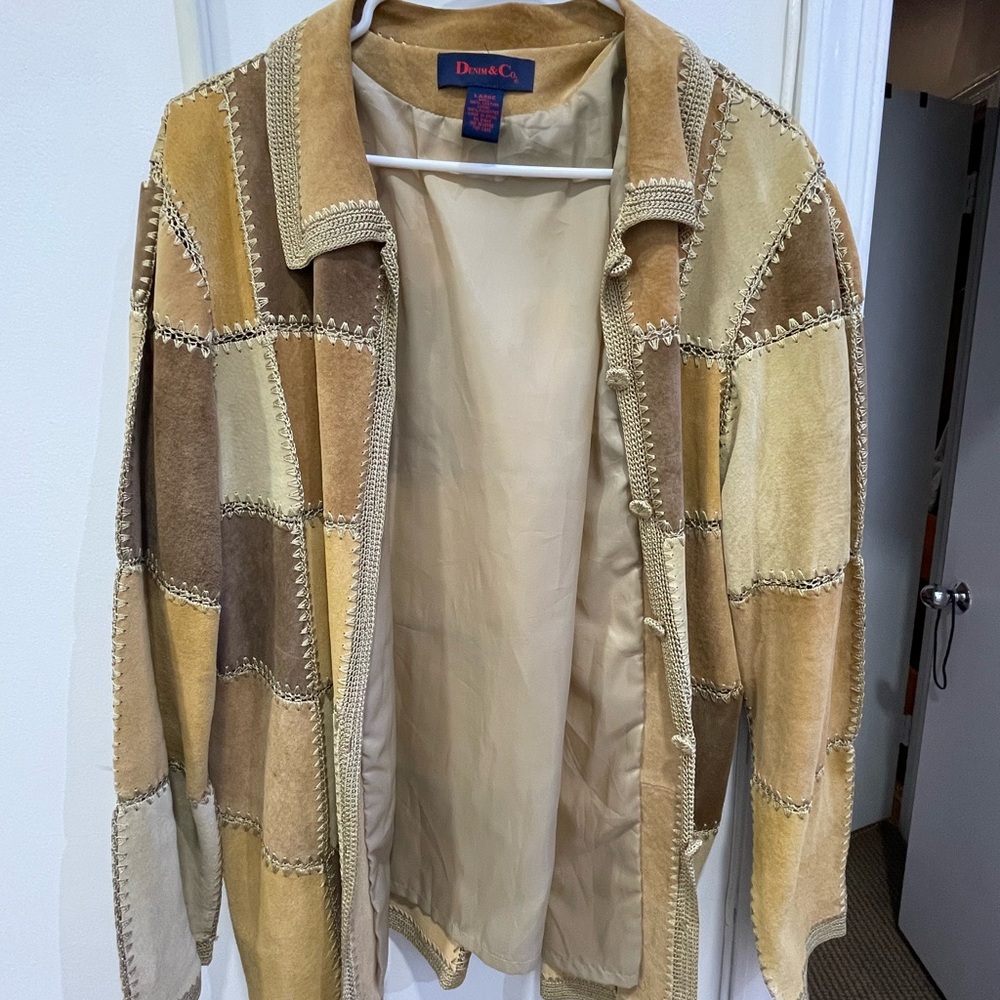 Denim&Co Suede and Leather Patchwork Jacket